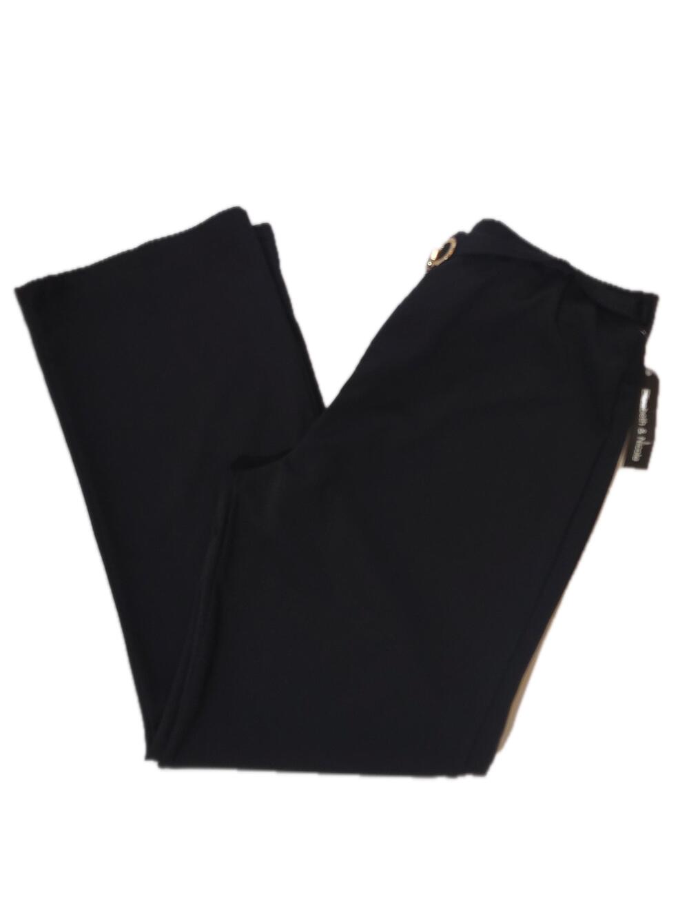 Elizabeth & Nicole Pants Womens 1X Black Dress Straight Crepe Stretch Buckle